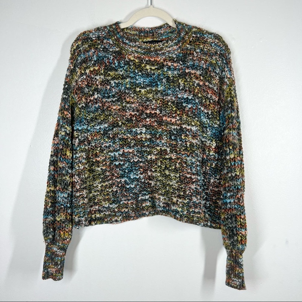 ANGORA BLEND SWEATER Chunky Knit Confetti Popcorn Grandpa Colorful Oversized S
